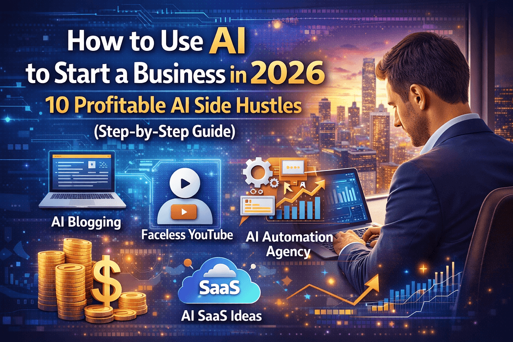 How to Use AI to Start a Business in 2026: 10 Profitable AI Side Hustles (Step-by-Step Guide)