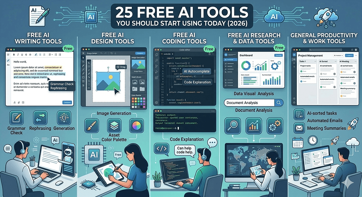 25 Free AI Tools You Should Start Using Today (Best AI Tools for Productivity in 2026)